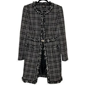 DKNY Tweed Jacket Size 8 Black White Metallic